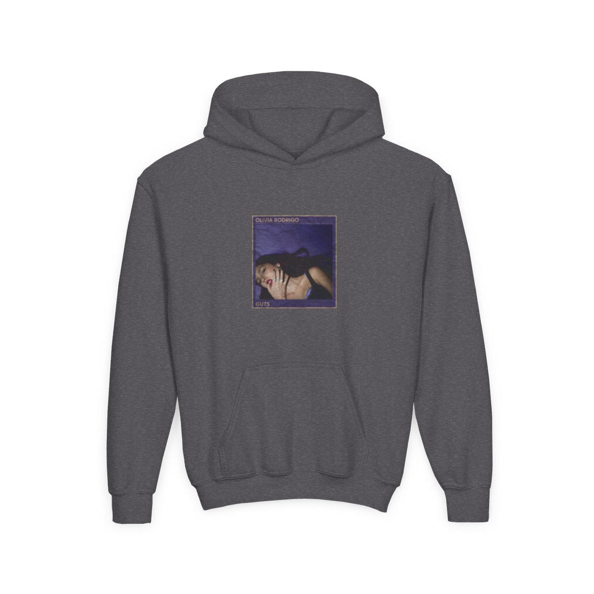 Album Cover Olivia Rodrigo // Guts Kids Hoodie - alternate angle 3, merchandise